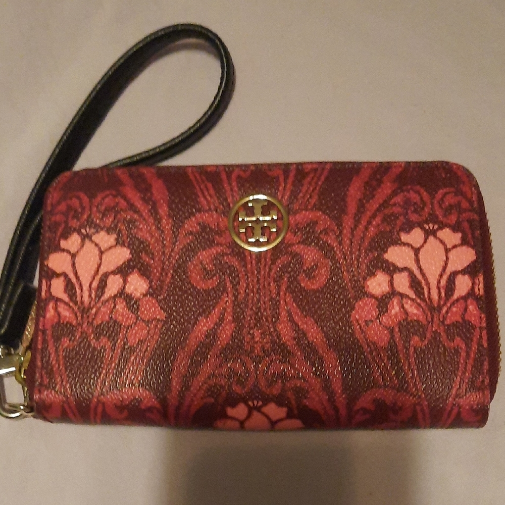 Tory Burch Floral Red and Pink Wristlet